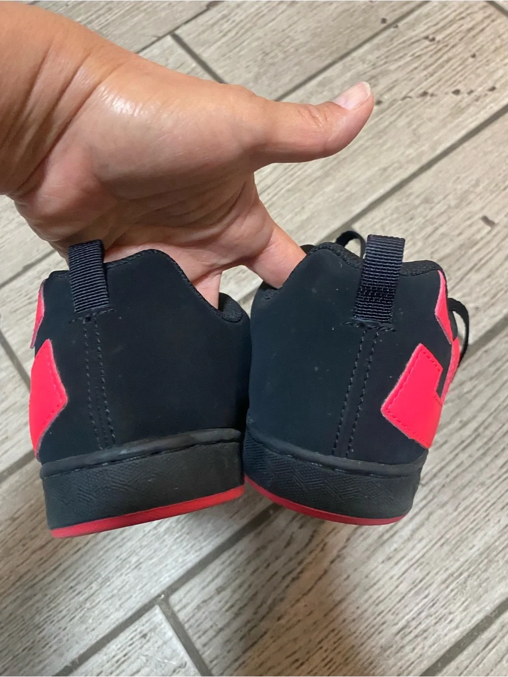 DC Black and Red Low-Top Skate Sneakers